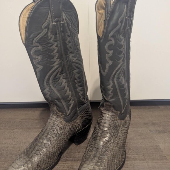 Womens Justin PYTHON SNAKE SKIN Cowboy Western Boots - Picture 8 of 11